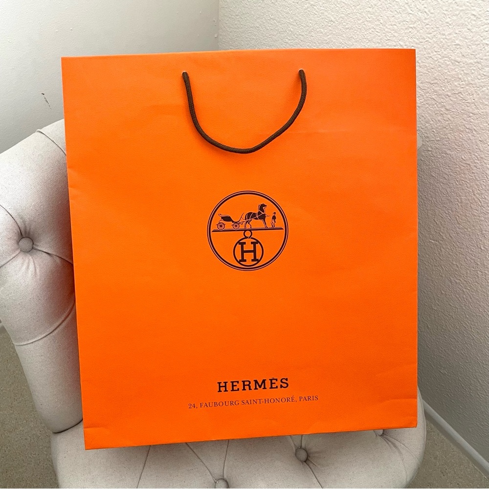 🧡 Auth Hermes shopping paper bag tote large